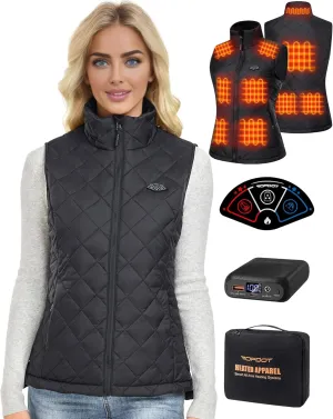 Topdot Heated Vest Women with 16000mAh 7.4V Battery Pack Included, Lights-Out Design 8 Heating Zones Women's Heated Vest