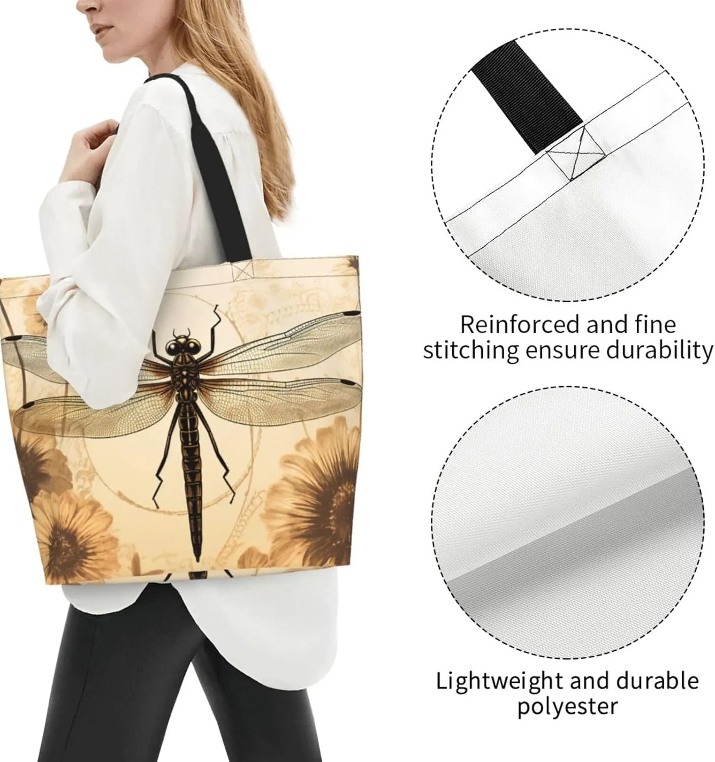 Tote Bag for Women Grocery Bag Reusable Shopping Bag Elephant in the Forest Handbag Foldable Shoulder Bag