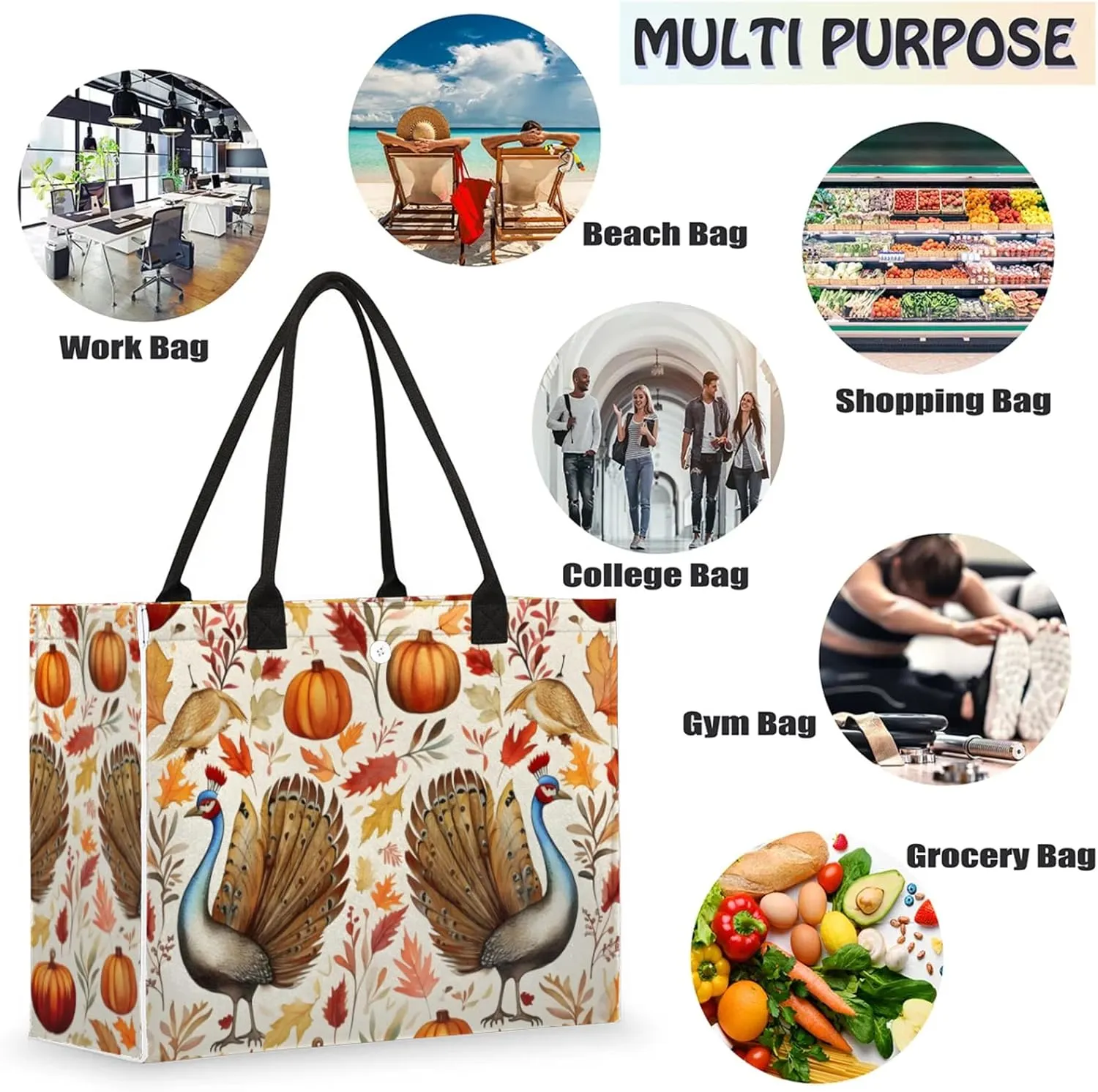 Tote Bag for Women Reusable Canvas Shoulder Bag