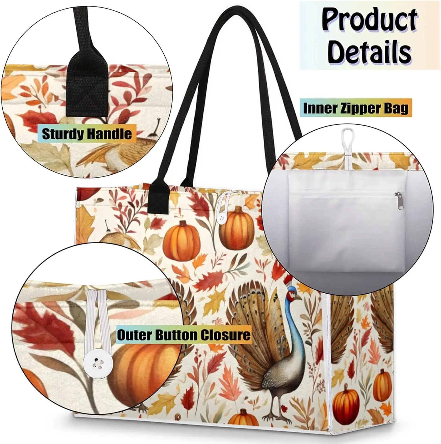 Tote Bag for Women Reusable Canvas Shoulder Bag