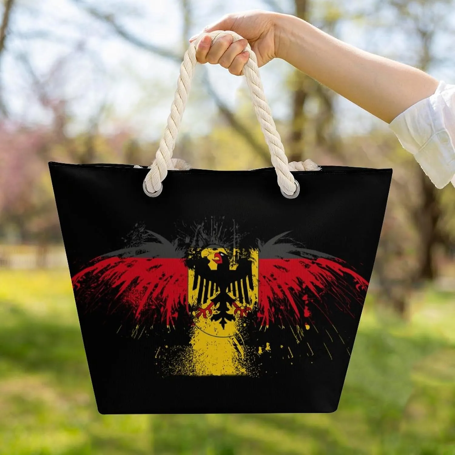 Tote Bag Large Handles Beach Bag with Zipper for Shopping Groceries Travel Outdoors Swim Pool Bag