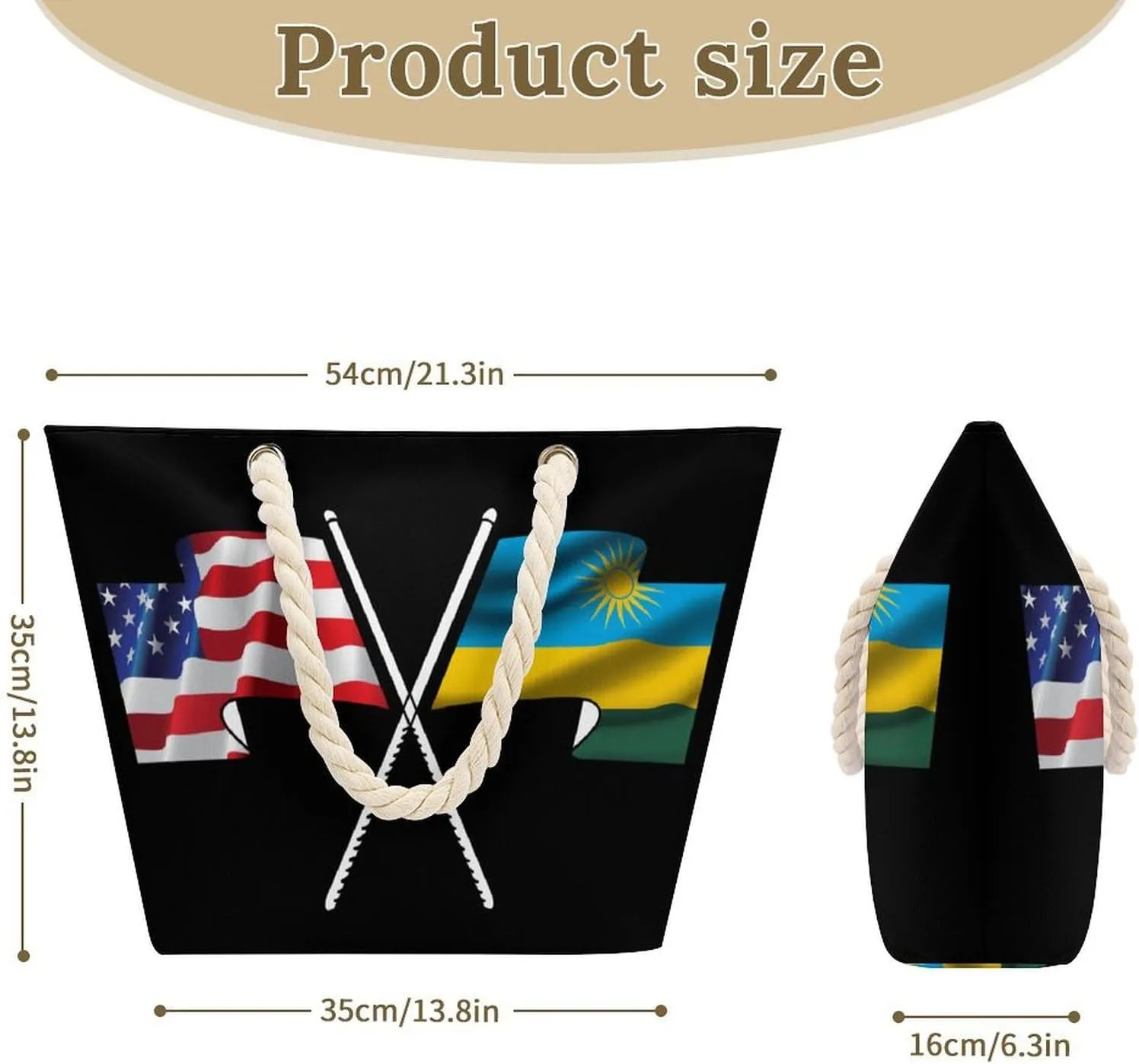 Tote Bag Large Handles Beach Bag with Zipper for Shopping Groceries Travel Outdoors Swim Pool Bag