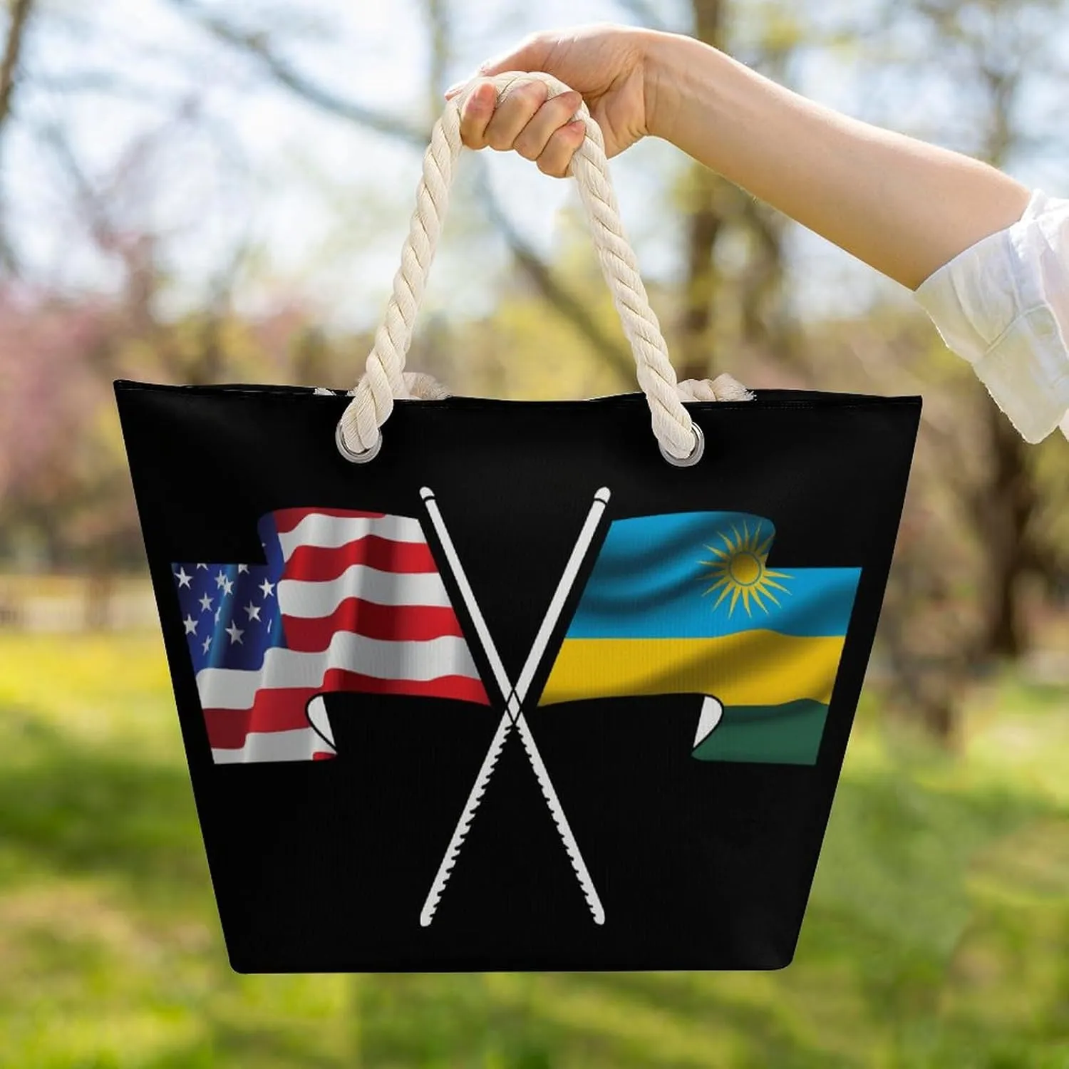 Tote Bag Large Handles Beach Bag with Zipper for Shopping Groceries Travel Outdoors Swim Pool Bag