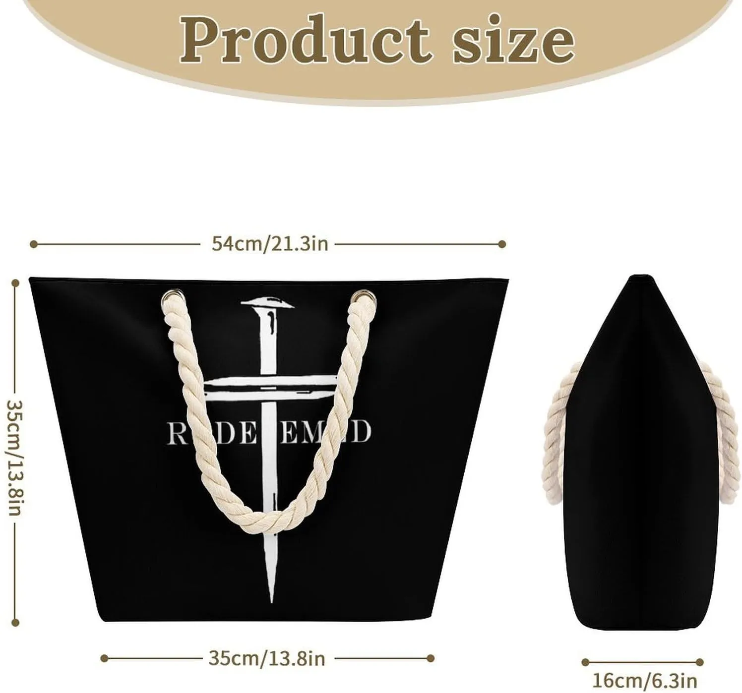 Tote Bag Large Handles Beach Bag with Zipper for Shopping Groceries Travel Outdoors Swim Pool Bag