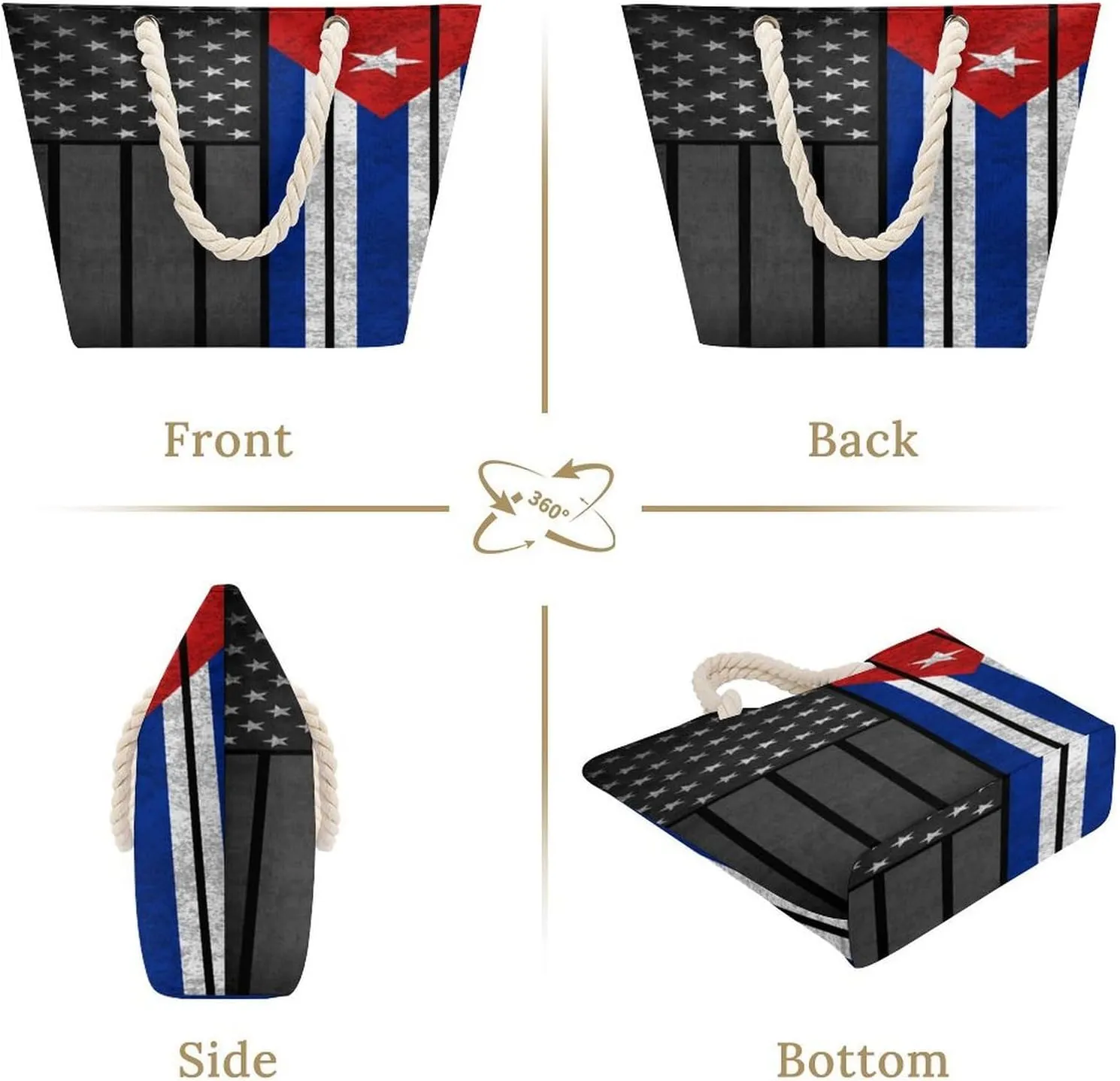 Tote Bag Large Handles Beach Bag with Zipper for Shopping Groceries Travel Outdoors Swim Pool Bag