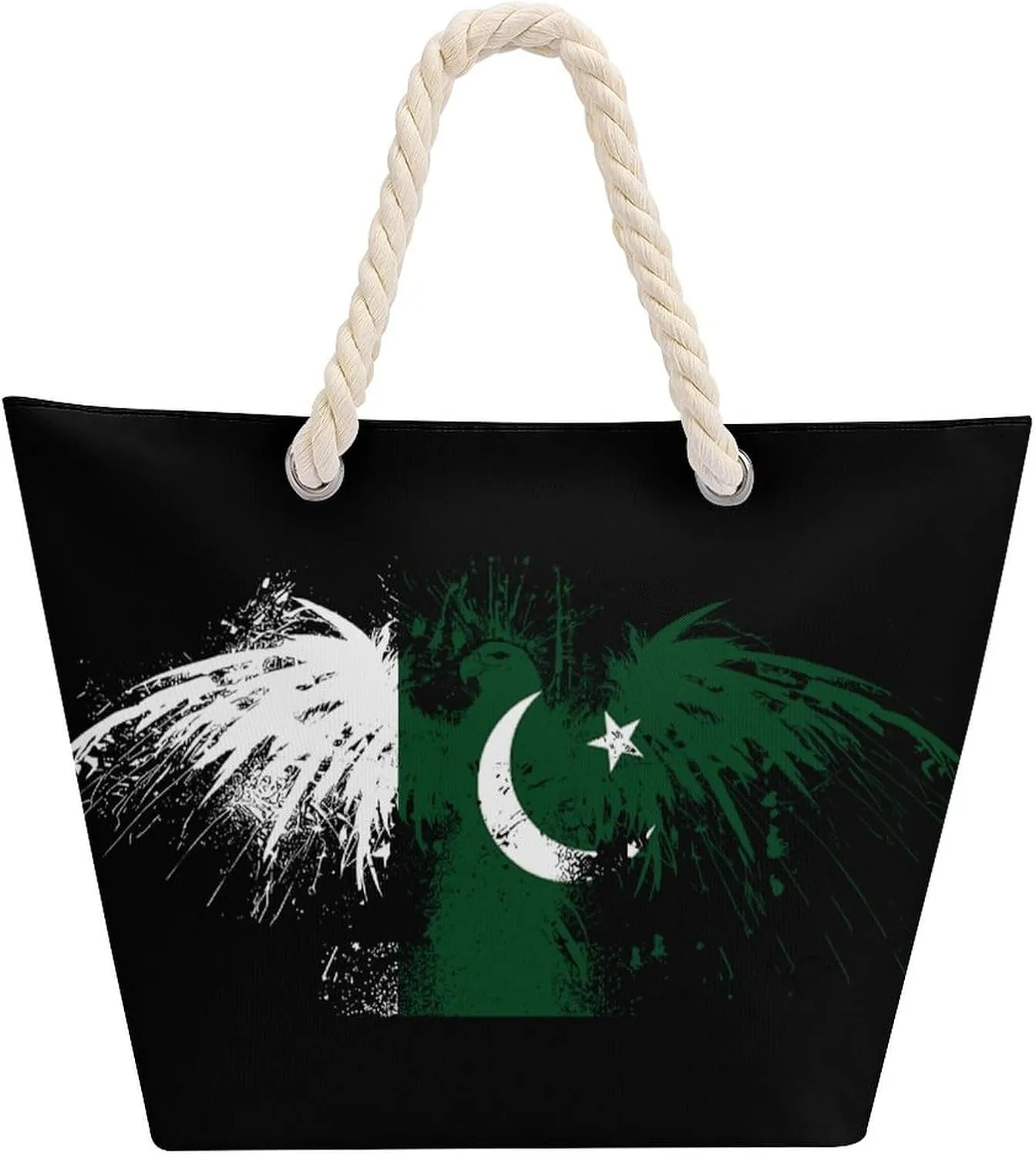 Tote Bag Large Handles Beach Bag with Zipper for Shopping Groceries Travel Outdoors Swim Pool Bag