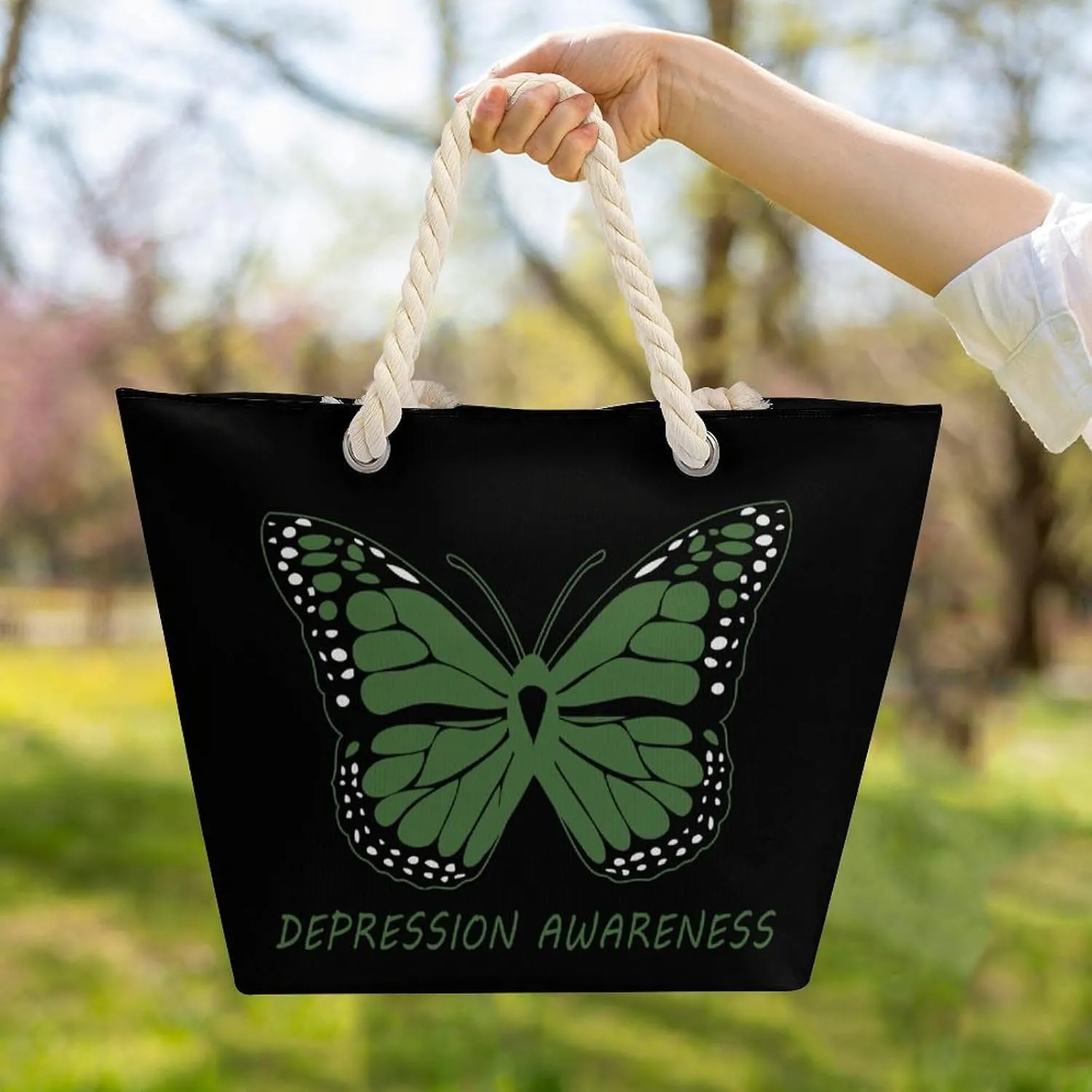 Tote Bag Large Handles Beach Bag with Zipper for Shopping Groceries Travel Outdoors Swim Pool Bag
