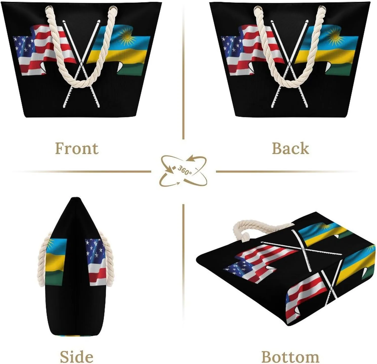 Tote Bag Large Handles Beach Bag with Zipper for Shopping Groceries Travel Outdoors Swim Pool Bag