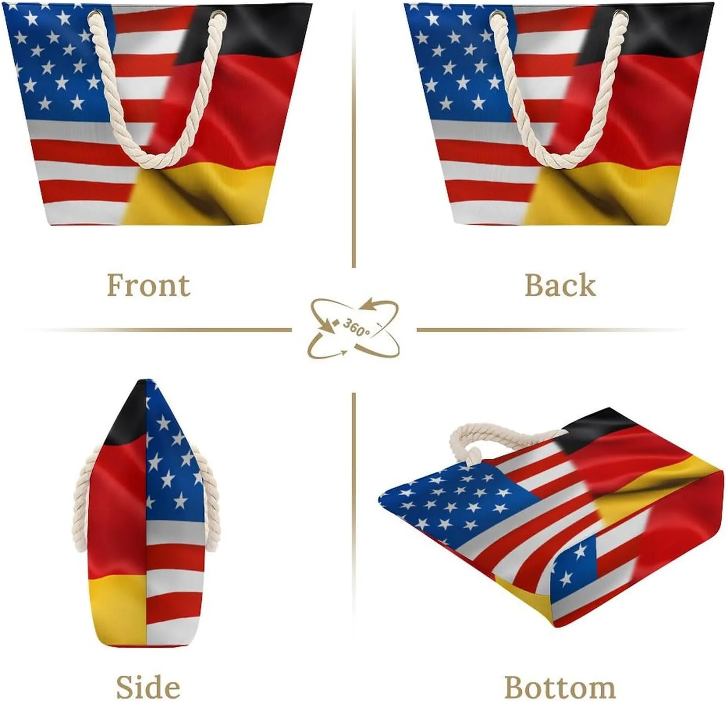 Tote Bag Large Handles Beach Bag with Zipper for Shopping Groceries Travel Outdoors Swim Pool Bag