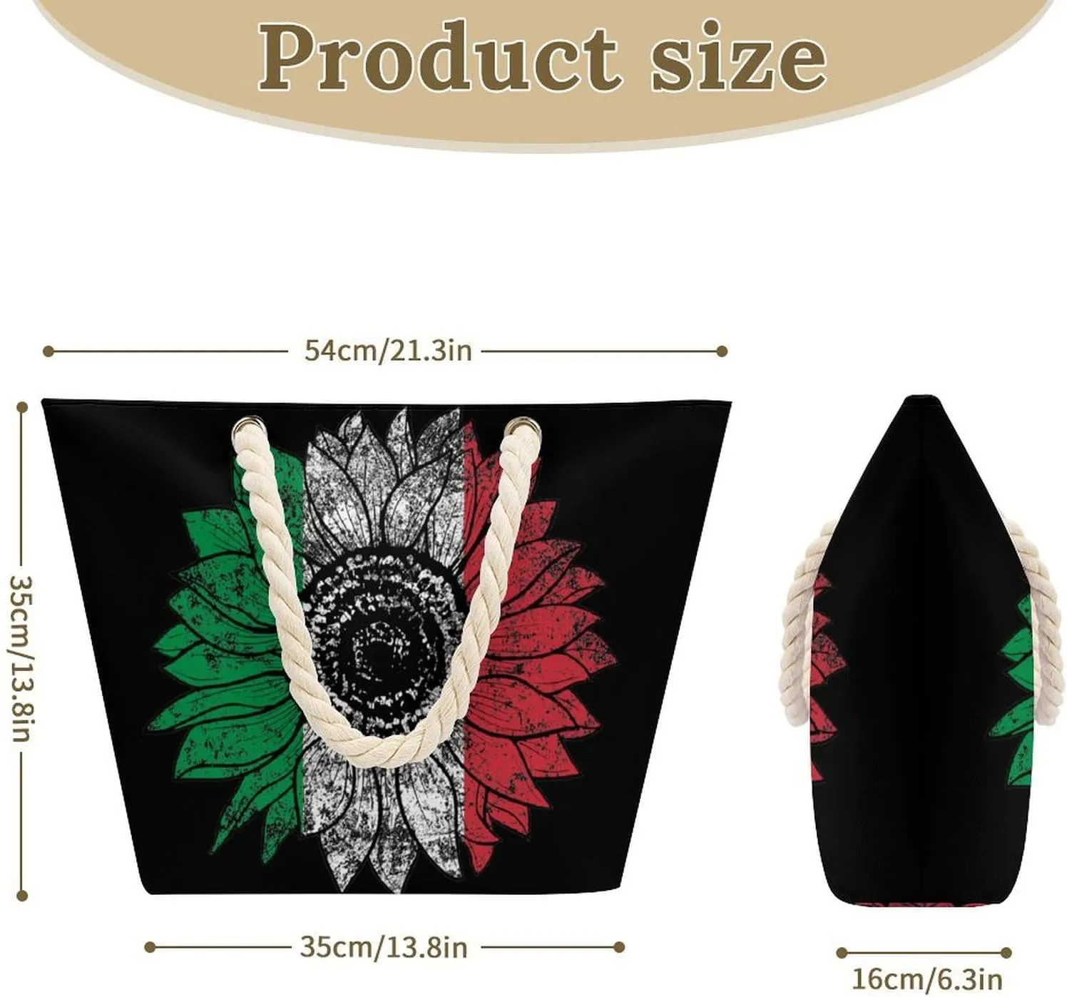 Tote Bag Large Handles Beach Bag with Zipper for Shopping Groceries Travel Outdoors Swim Pool Bag