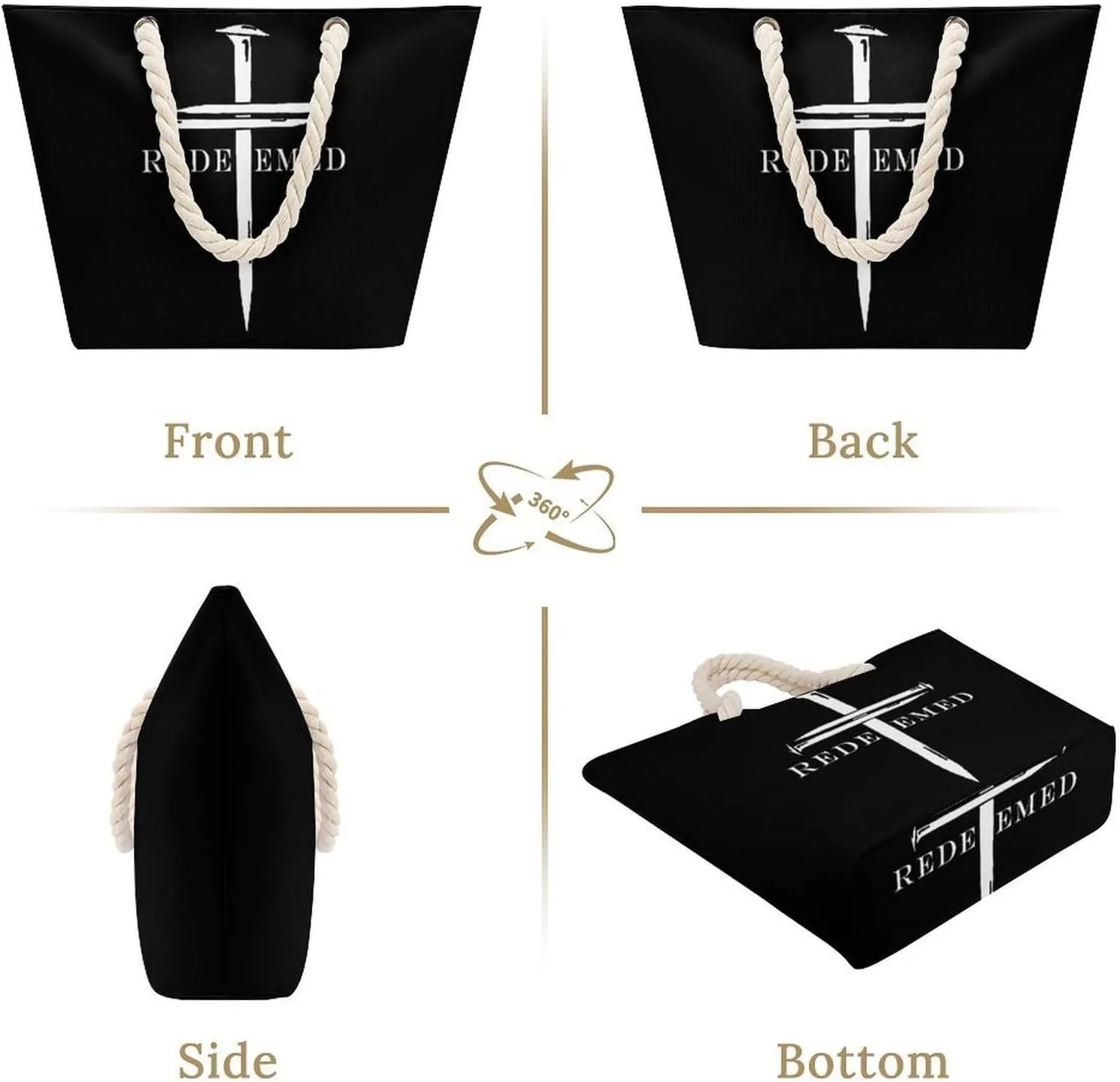 Tote Bag Large Handles Beach Bag with Zipper for Shopping Groceries Travel Outdoors Swim Pool Bag