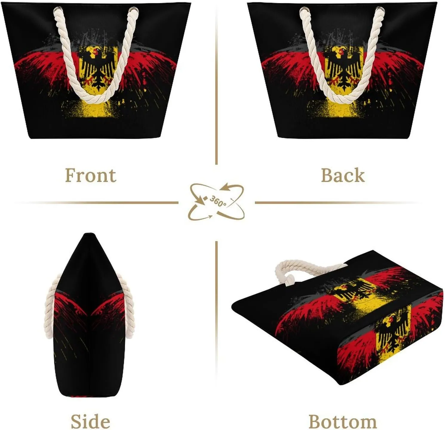 Tote Bag Large Handles Beach Bag with Zipper for Shopping Groceries Travel Outdoors Swim Pool Bag