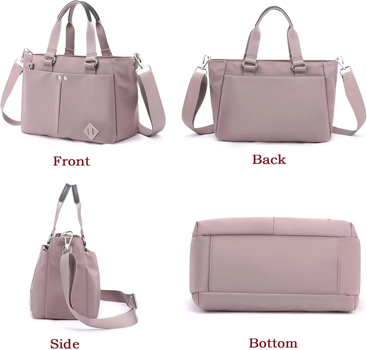 Tote Bag Women Nylon Handbag Zipper Closure Shoulder Bag Crossbody or Handle Bag for Work