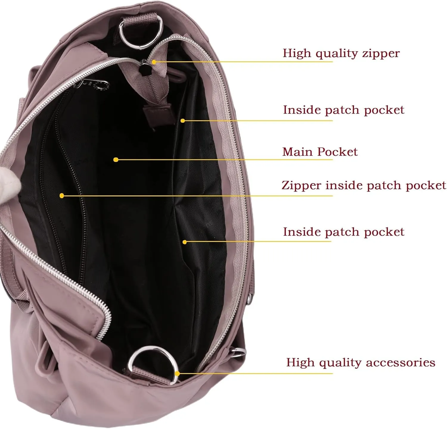 Tote Bag Women Nylon Handbag Zipper Closure Shoulder Bag Crossbody or Handle Bag for Work