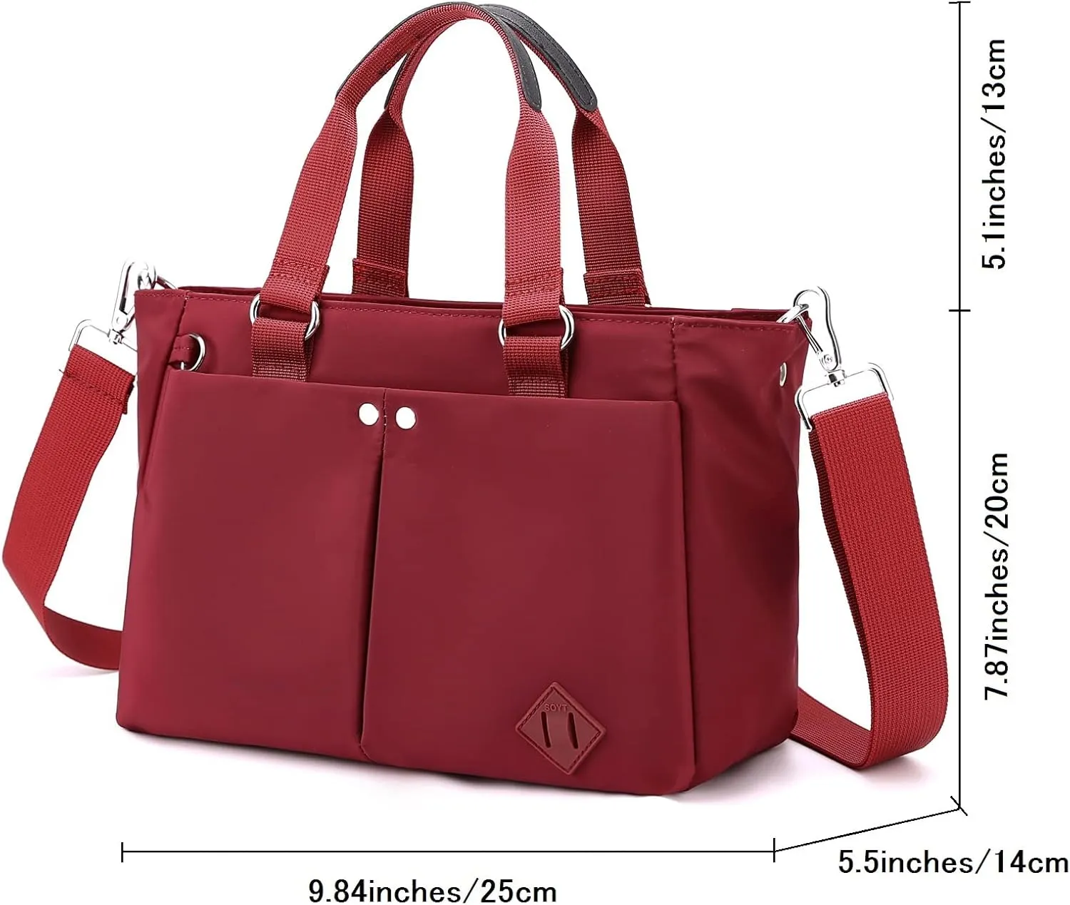 Tote Bag Women Nylon Handbag Zipper Closure Shoulder Bag Crossbody or Handle Bag for Work