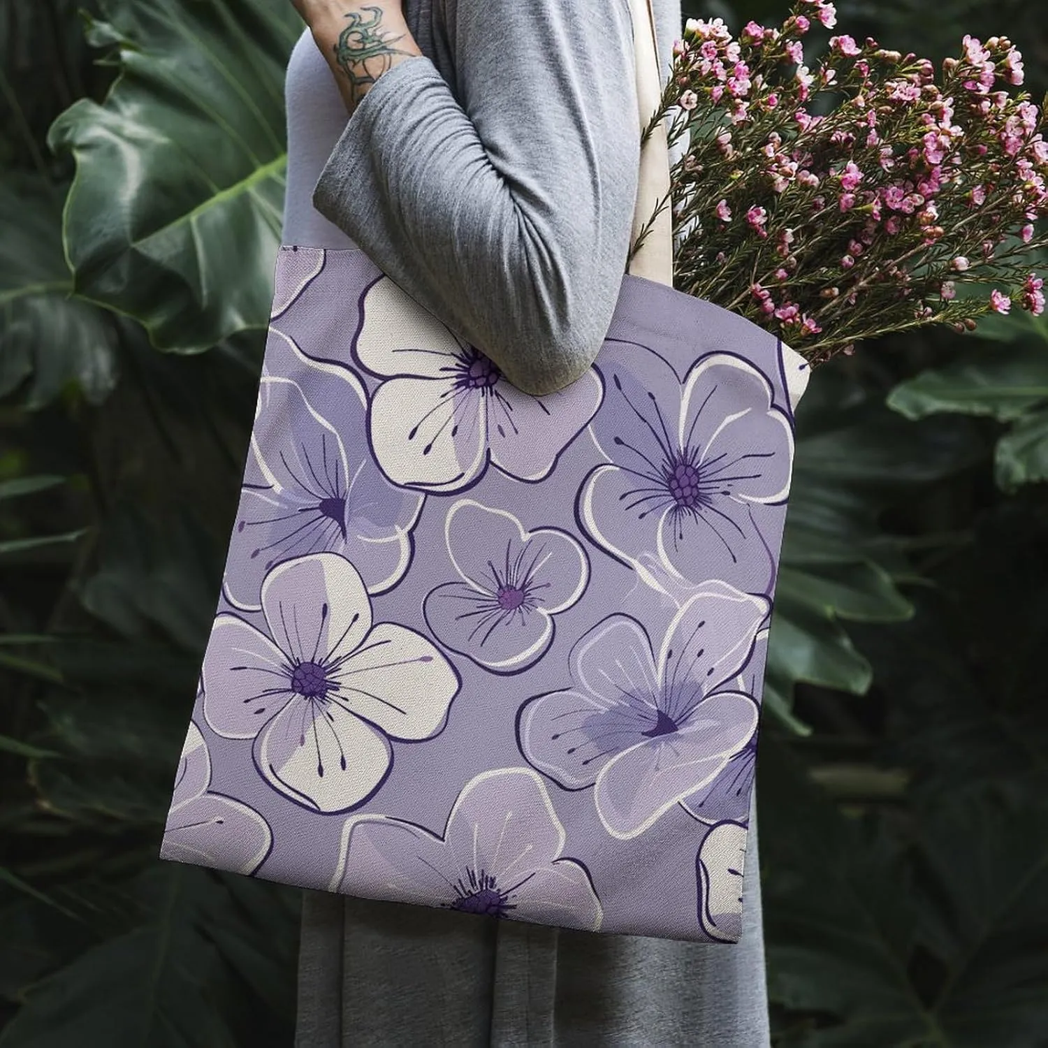Tote Bags for Women Canvas Handbag Neon Heart Pattern Grocery Bags Shoulder Bag Casual Bag