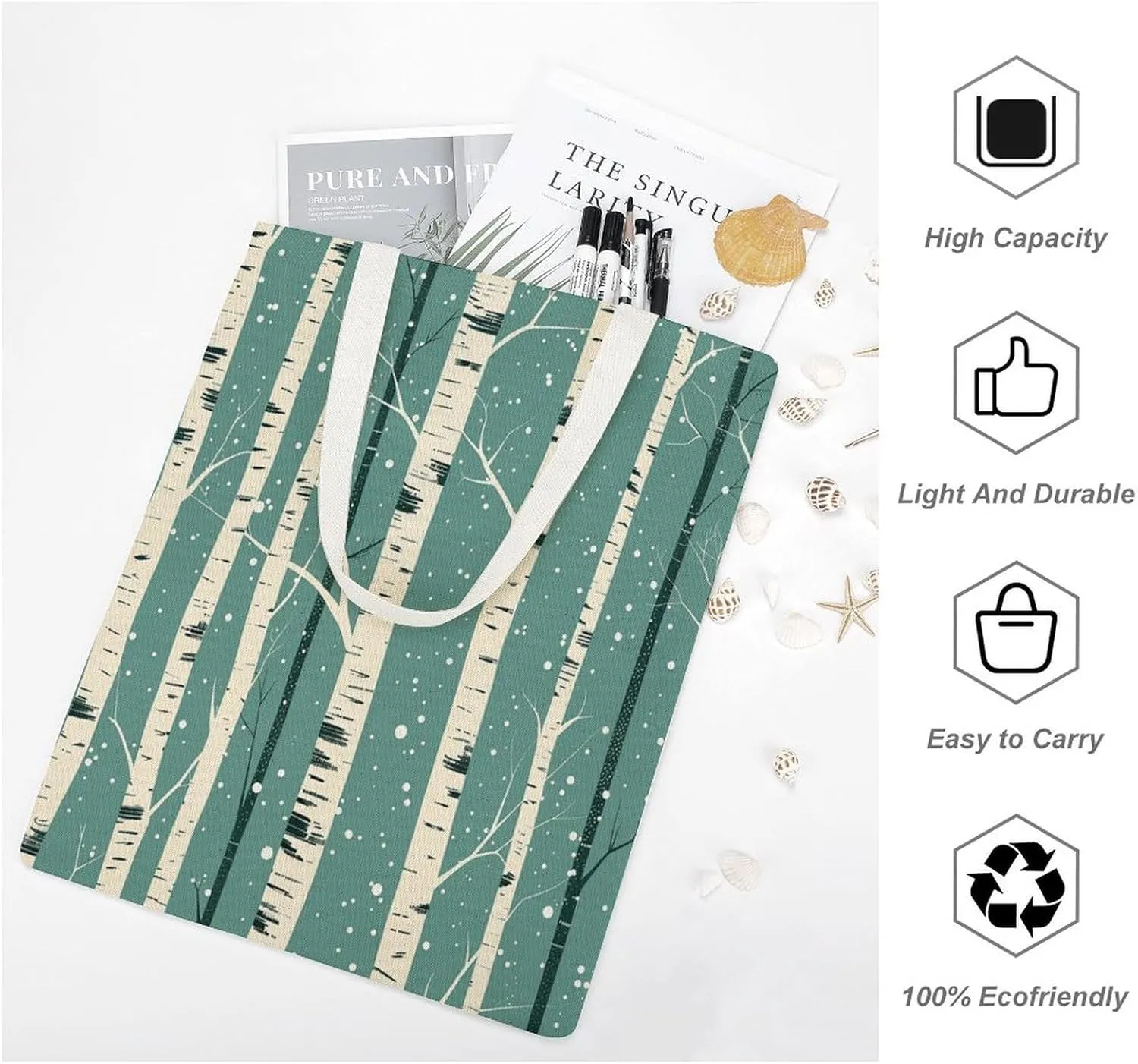 Tote Bags for Women Canvas Handbag White Marble Texture Grocery Bags Shoulder Bag Casual Bag