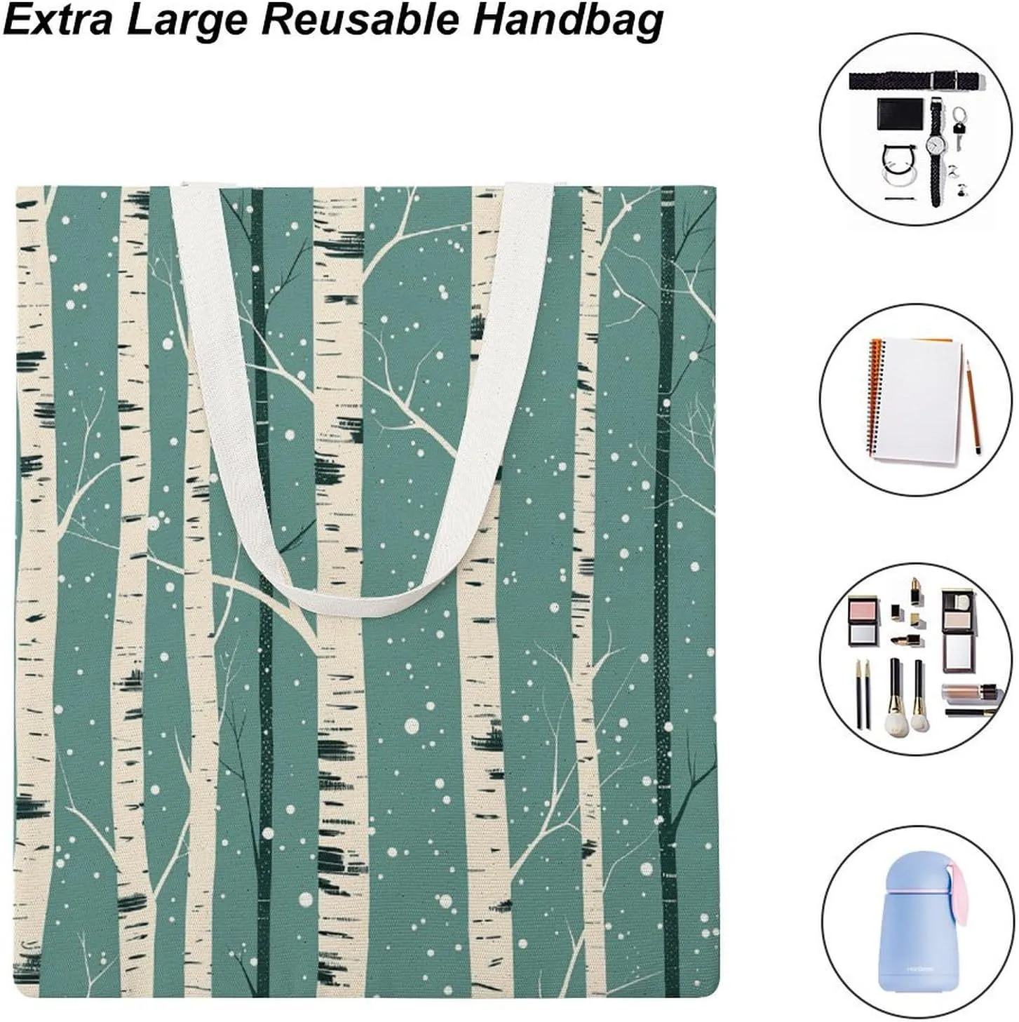 Tote Bags for Women Canvas Handbag White Marble Texture Grocery Bags Shoulder Bag Casual Bag