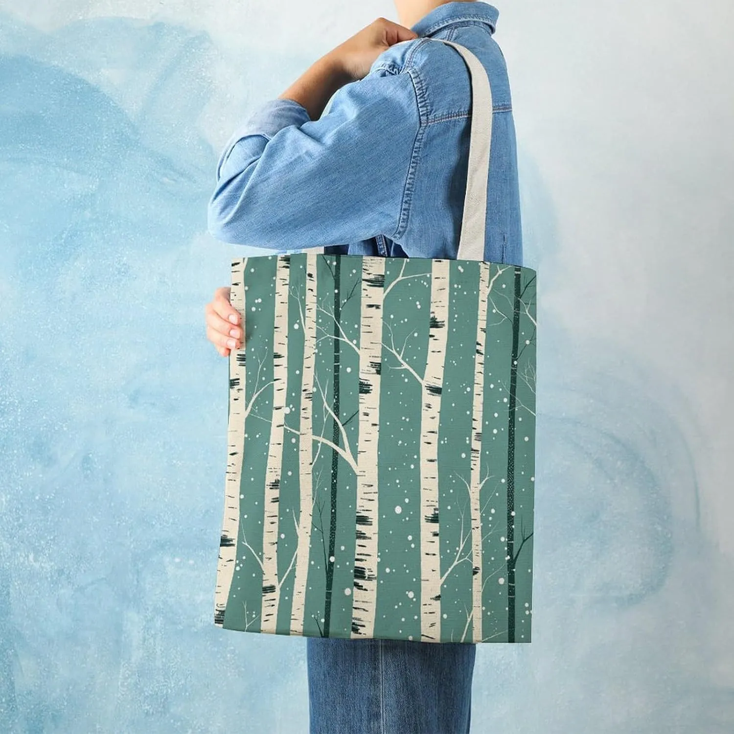 Tote Bags for Women Canvas Handbag White Marble Texture Grocery Bags Shoulder Bag Casual Bag
