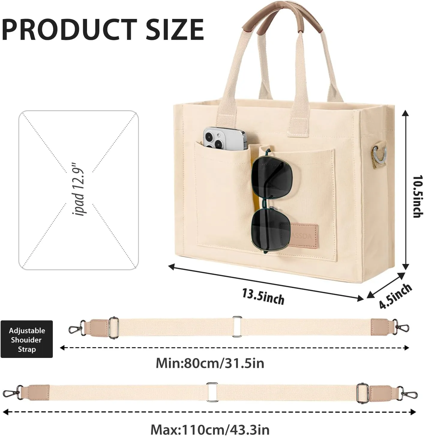 Tote Bags for Women Canvas Tote Purse Crossbody Bags with Pockets Top Handle Shoulder Handbags Satchel Bags for Women