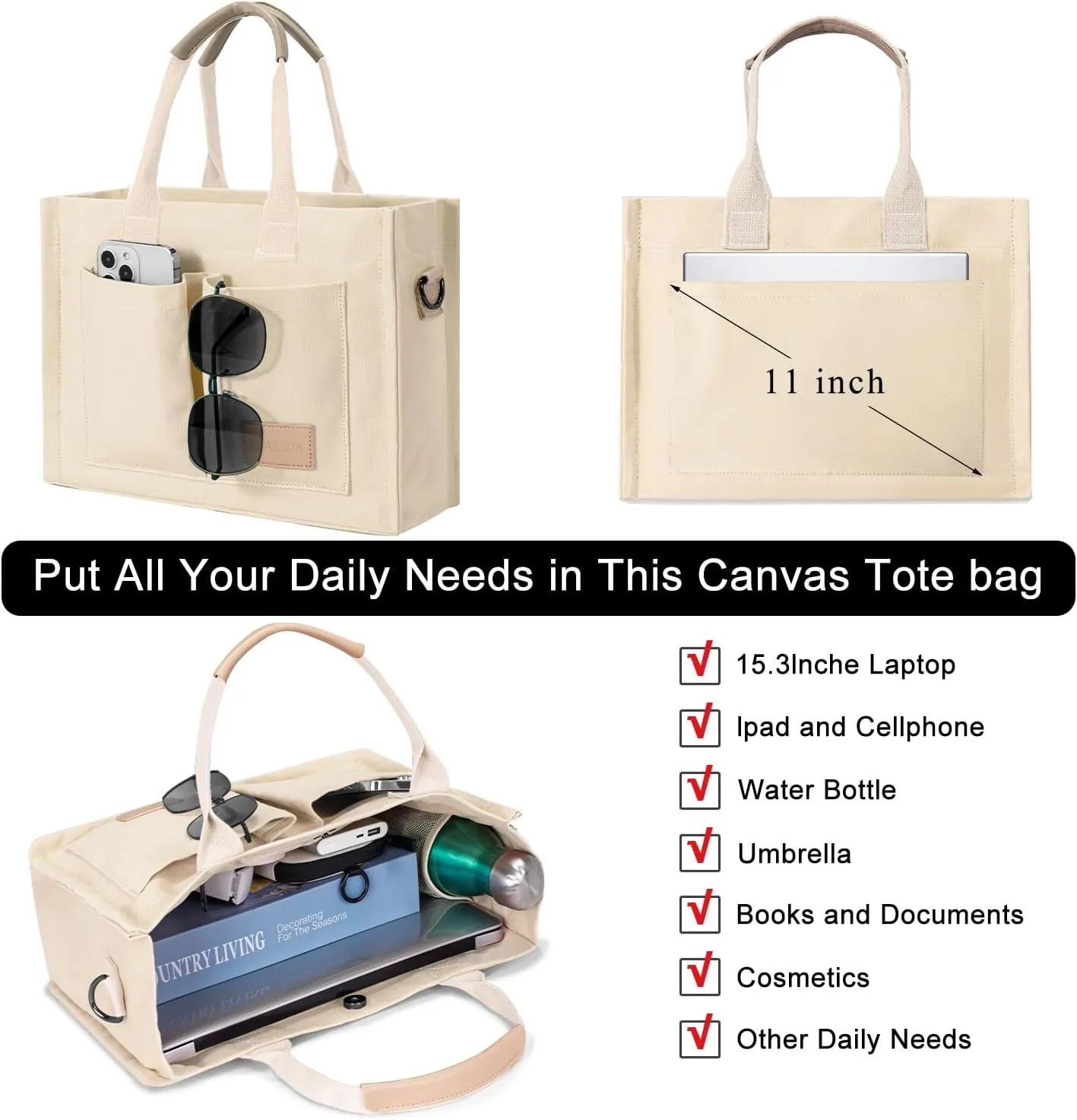 Tote Bags for Women Canvas Tote Purse Crossbody Bags with Pockets Top Handle Shoulder Handbags Satchel Bags for Women