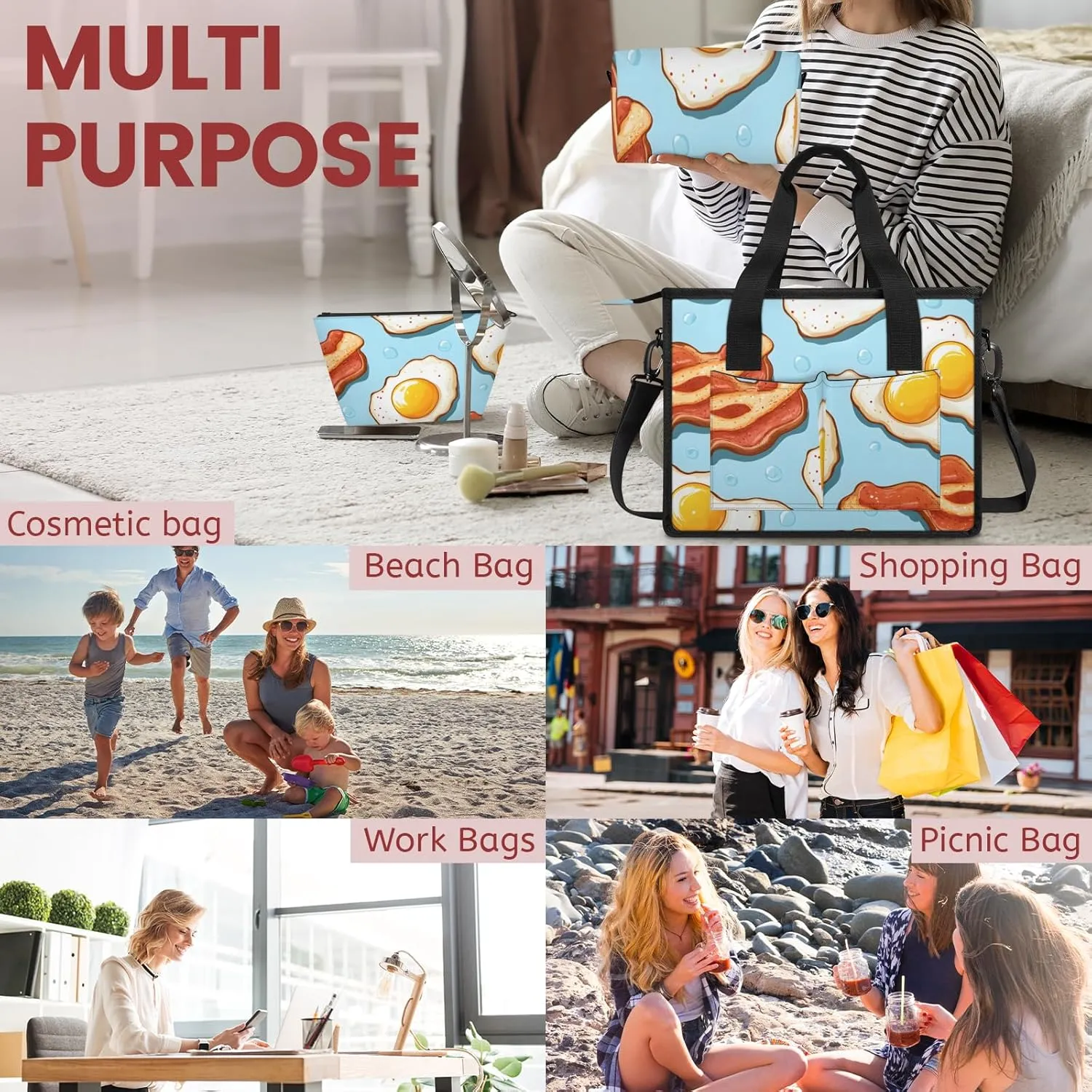 Tote Satchel Bag Set 3PCS for Women,Travel Shoulder Bag Handbag and Wallet Daily Use02