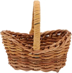 Toyvian Mini Rattan Basket with Handle Small Wicker Picnic Basket Tiny Small Woven Storage for Crafts Wedding Flower Girl Picnic Garden Storage and Home Decor
