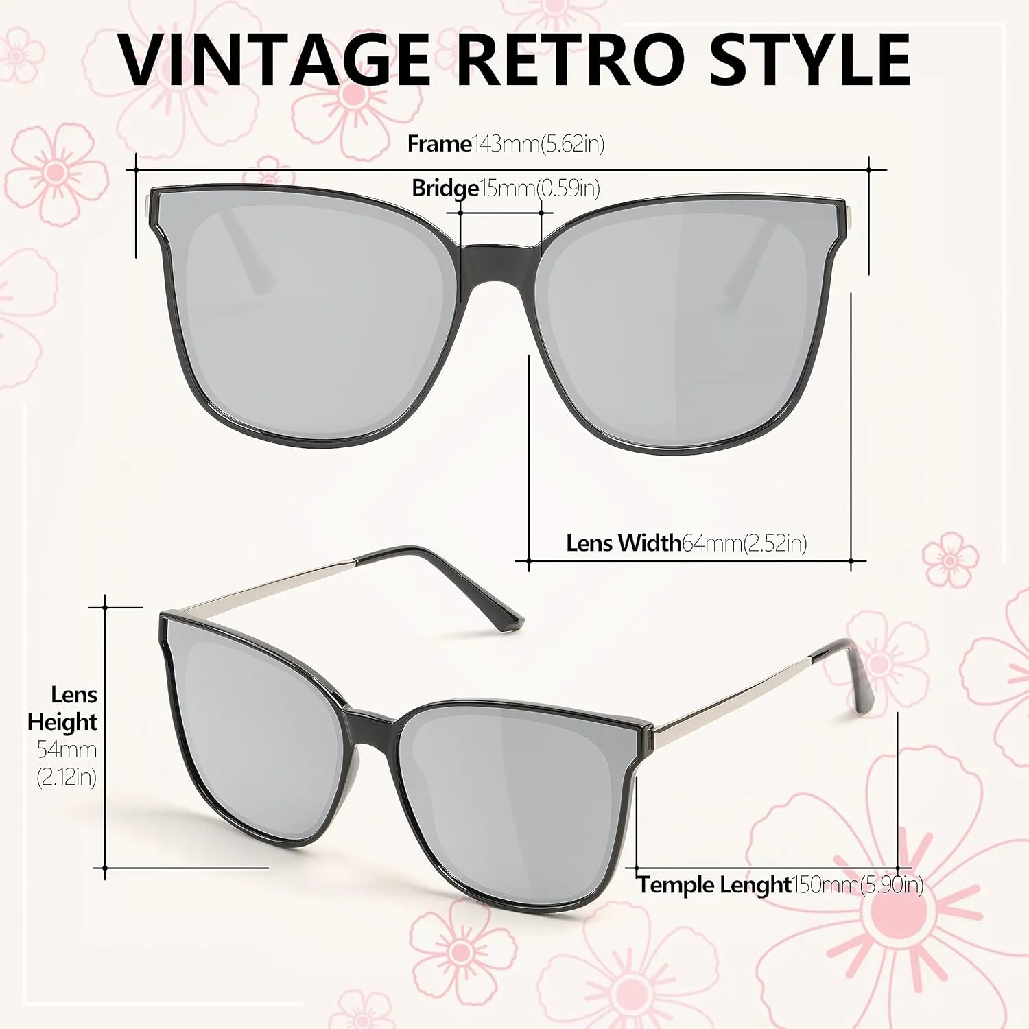 Trendy TAC Polarized Square Sunglasses for Women Men, Oversized Lightweight TR90 Frame UV400 Protection