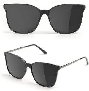 Trendy TAC Polarized Square Sunglasses for Women Men, Oversized Lightweight TR90 Frame UV400 Protection
