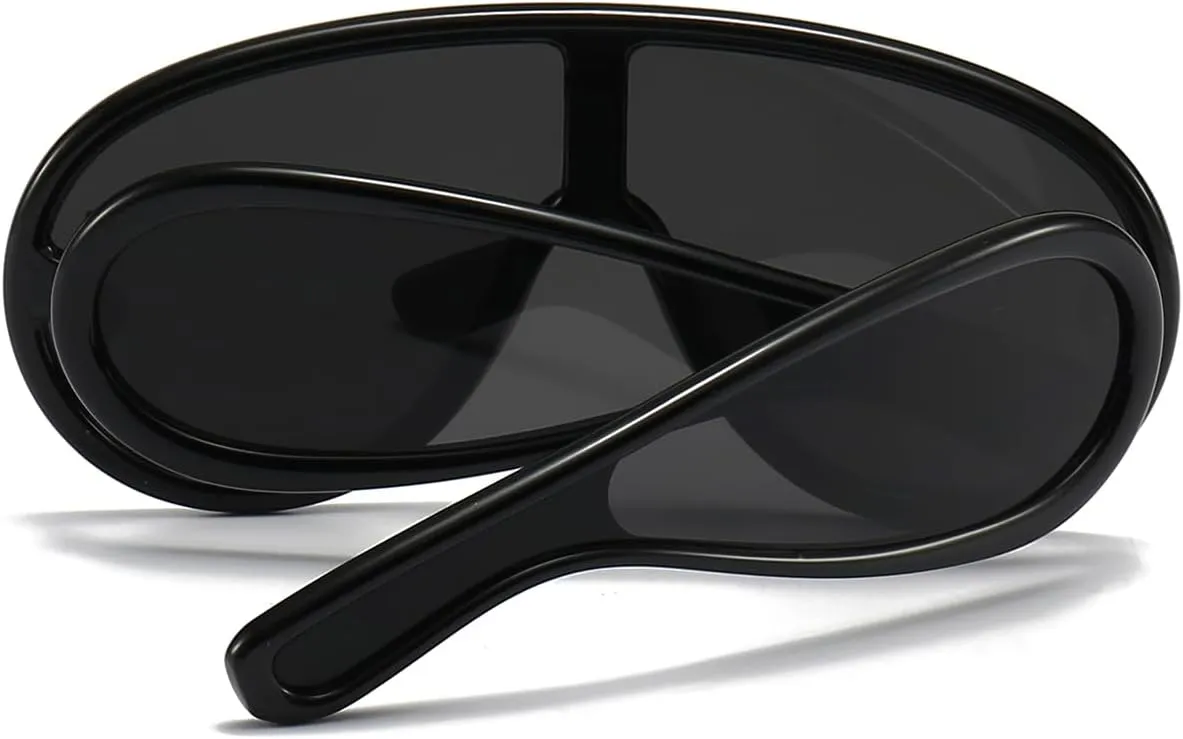 Trendy Wave Mask Sunglasses for Women Men Oversized Shield Sun Glasses Fashion Designer Style