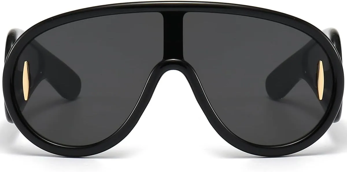 Trendy Wave Mask Sunglasses for Women Men Oversized Shield Sun Glasses Fashion Designer Style