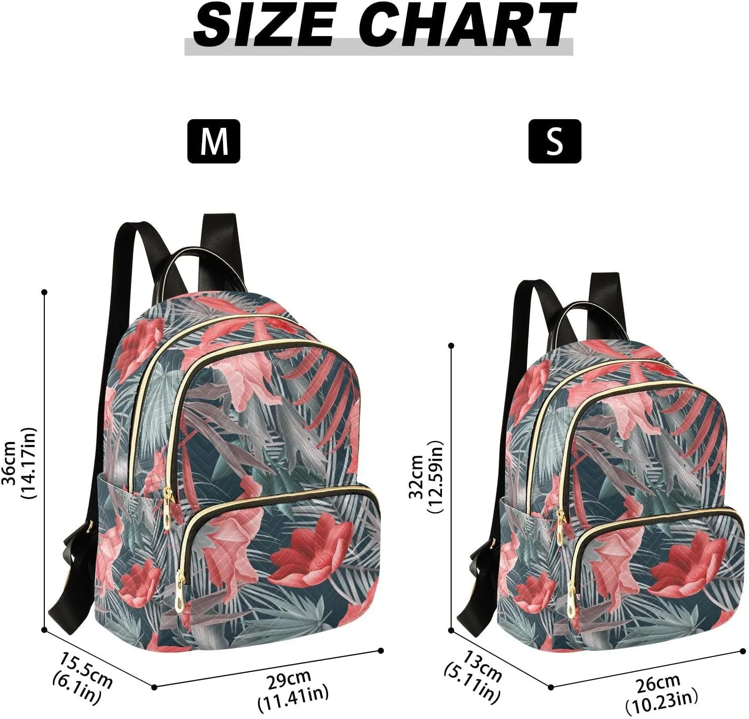 Tropical Flower Stylish Flowers Print Mini Backpack for Women, Travel Backpack Purse Daypack Shoulder Bag for Ladies