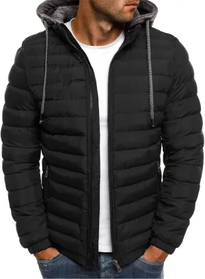 Uillui Lightweight Hooded Puffer Jacket Men's Packable Outdoor Water-Resistant Snow Ski Jacket Winter Warm Quilted Down Coat