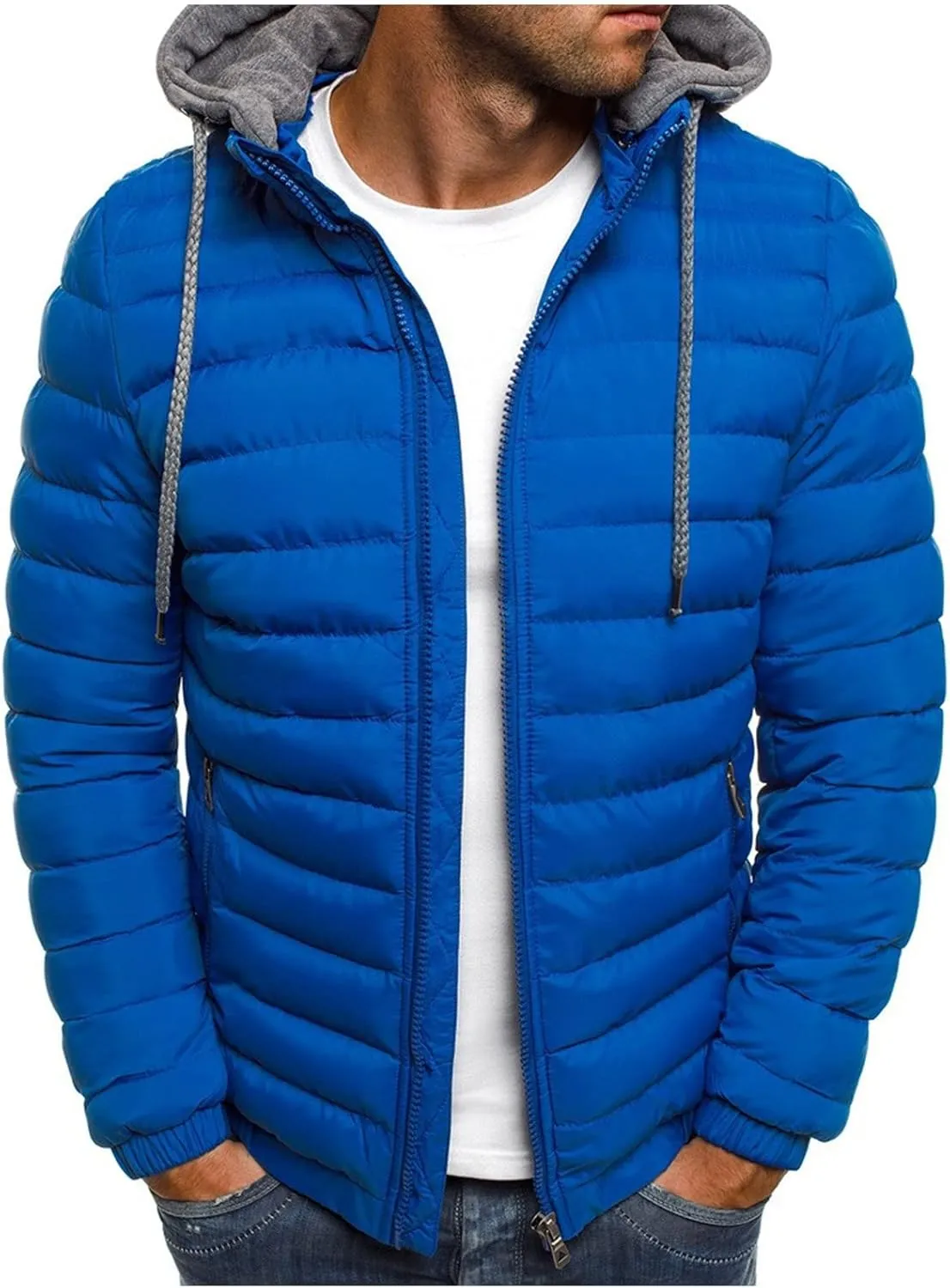 Uillui Lightweight Hooded Puffer Jacket Men's Packable Outdoor Water-Resistant Snow Ski Jacket Winter Warm Quilted Down Coat