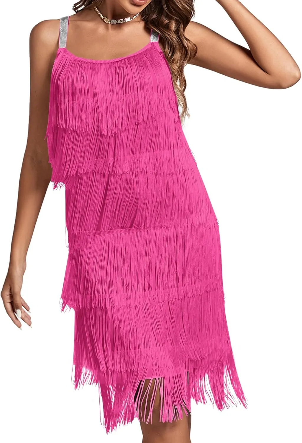 Umenlele Women’s 1920s Flpper Dress Gatsby Sleeveless All Over Tassel Tiered Fringe Cocktail Party Dress