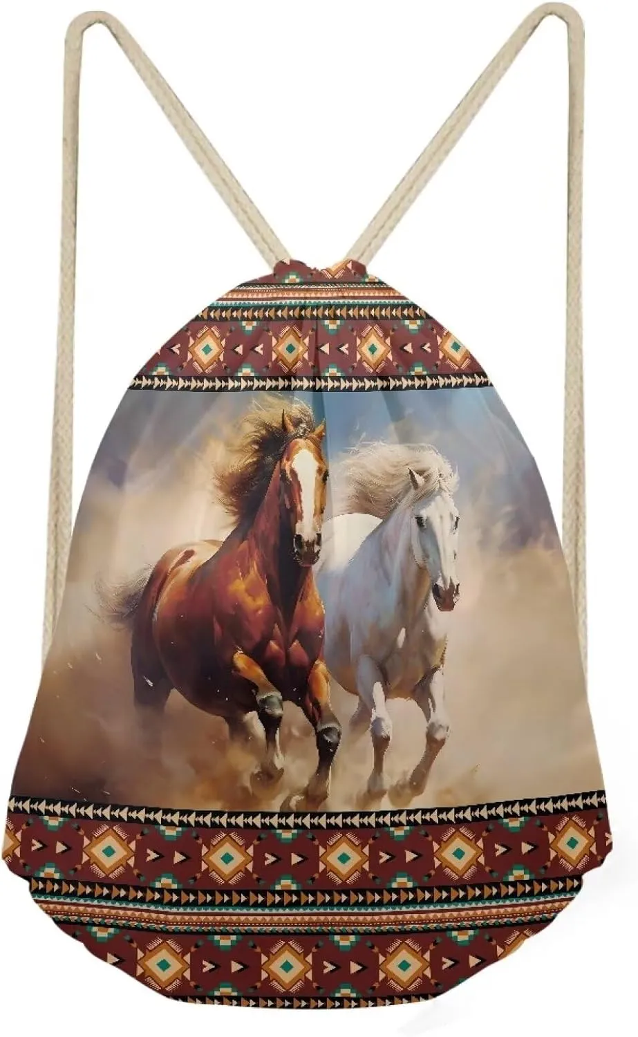 Upetstory Western Horse Drawstring Backpack for Kids Girls Boys Drawstring Bag Lightweight Sackpack Sports Gym String Bag for Women Travel Yoga Swiming Picnic Hiking Cycling