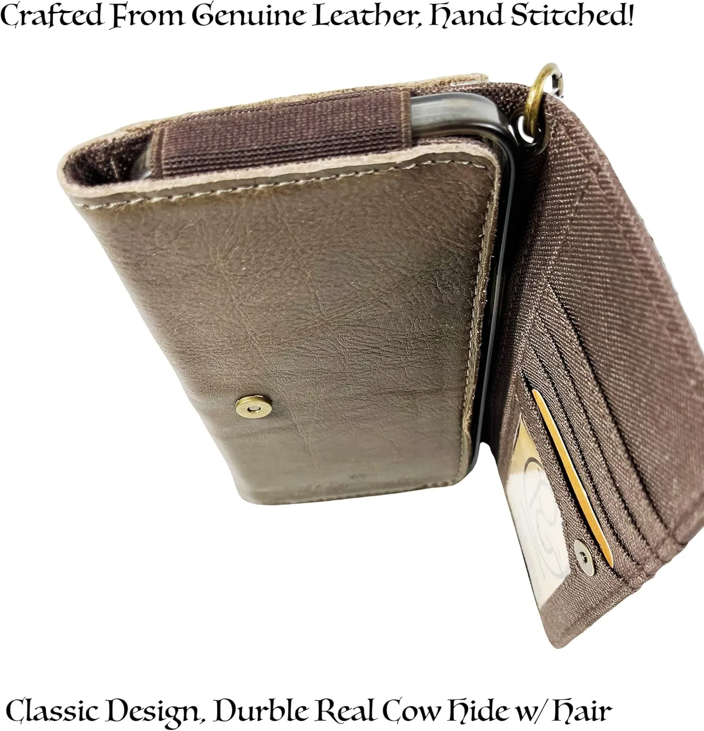 Urbalabs Cowhair Genuine Leather Women Western Wallets Clutch Bag Leather Fringe Purse Cell Phone Holder Pouch Tooled Wallet For Women Cowgirl Small Clutch Hand Stitched (Brown Tooled)