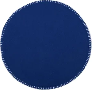 Urban Villa Round Placemats with Embroidery Stitches Blue Color with White Stitches 100% Cotton Fused Place Mats 16'' Round Over Sized Set of 6 Tablemats for Family Dinners Wedding Parties Tablemats