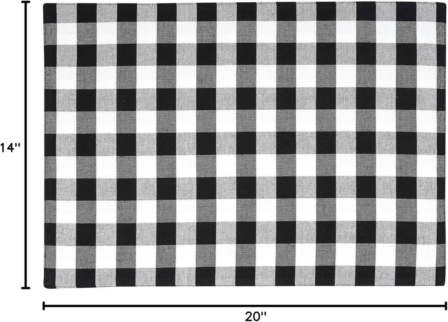 Urban VillaPlacemats for DiningTable 100% CottonPlacemats 14''x20''Over Sized Tablemats Set of 6 Placemats Black/White BuffaloCheckTablemats for Family DinnersWedding PartiesPlacemats