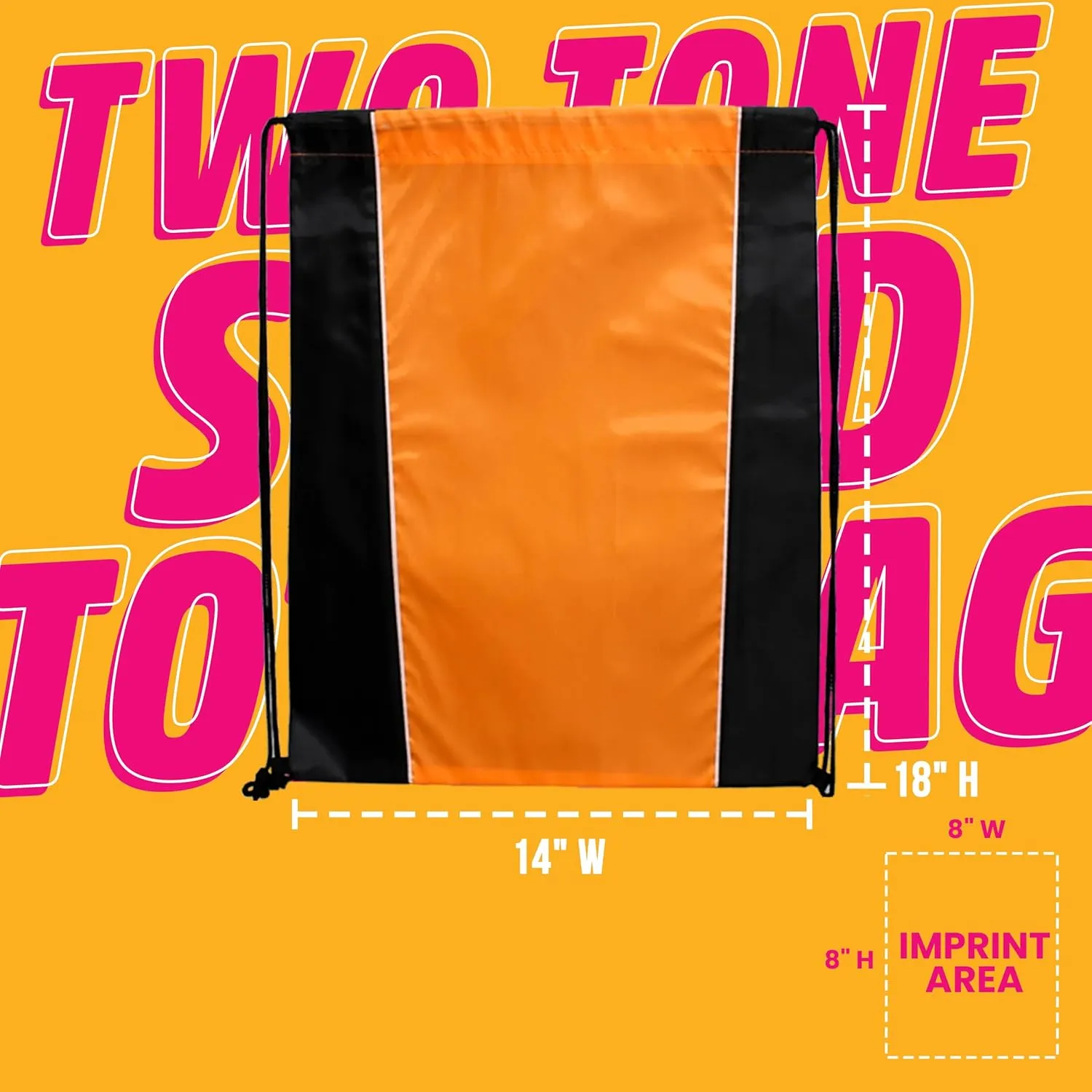 USMG Custom Two Tone Drawstring Tote Bags - Multicolor Imprint for Marketing & Events