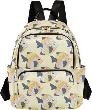 VIGTRO Women Fashion Backpack Quilted Mini Purse Exotic Coral Reef Fish, Lightweight Travel Casual Shoulder Backpack with Adjustable Straps Size S