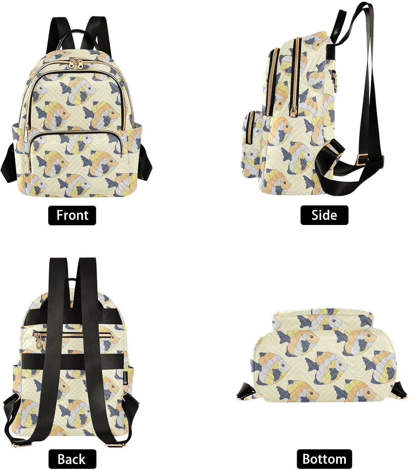 VIGTRO Women Fashion Backpack Quilted Mini Purse Exotic Coral Reef Fish, Lightweight Travel Casual Shoulder Backpack with Adjustable Straps Size S