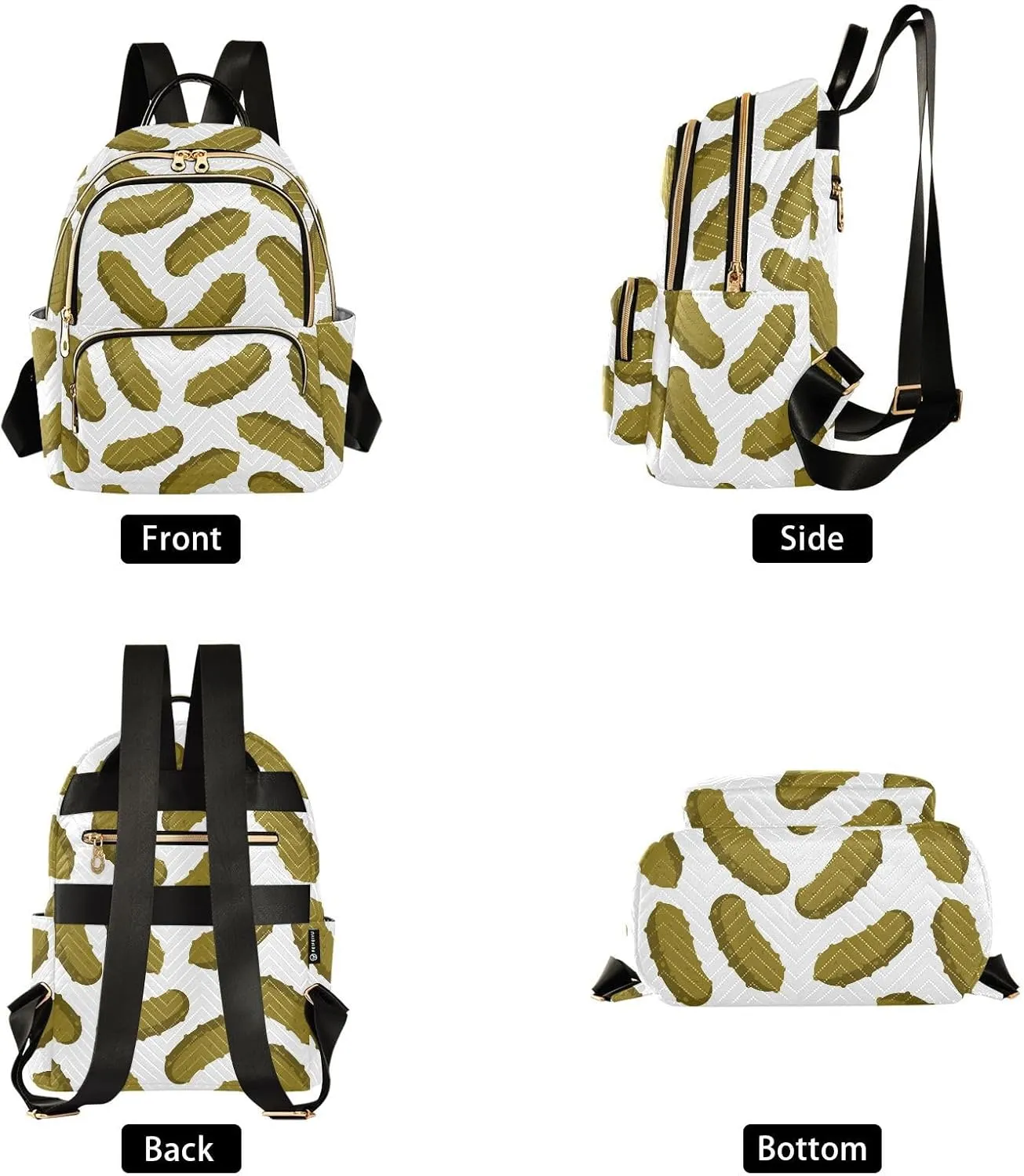 VIGTRO Women Fashion Backpack Quilted Mini Purse Yummy Pickle Cucumber, Lightweight Travel Casual Shoulder Backpack with Adjustable Straps Size S