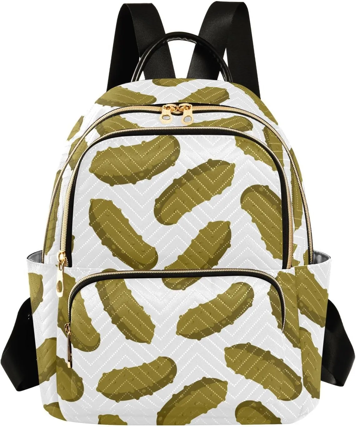 VIGTRO Women Fashion Backpack Quilted Mini Purse Yummy Pickle Cucumber, Lightweight Travel Casual Shoulder Backpack with Adjustable Straps Size S