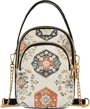 Vintage Tribal Hexagon Tiles Crossbody Purse for Women Travel Handbag Small Shoulder Bag
