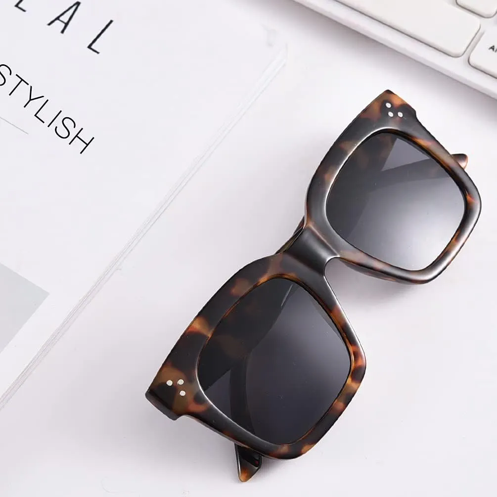 Vintage Women Oversized Sunglasses Designer Luxury Square Sun Glasses UV400 Protection Flat Lens