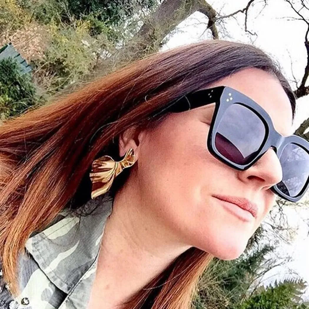 Vintage Women Oversized Sunglasses Designer Luxury Square Sun Glasses UV400 Protection Flat Lens
