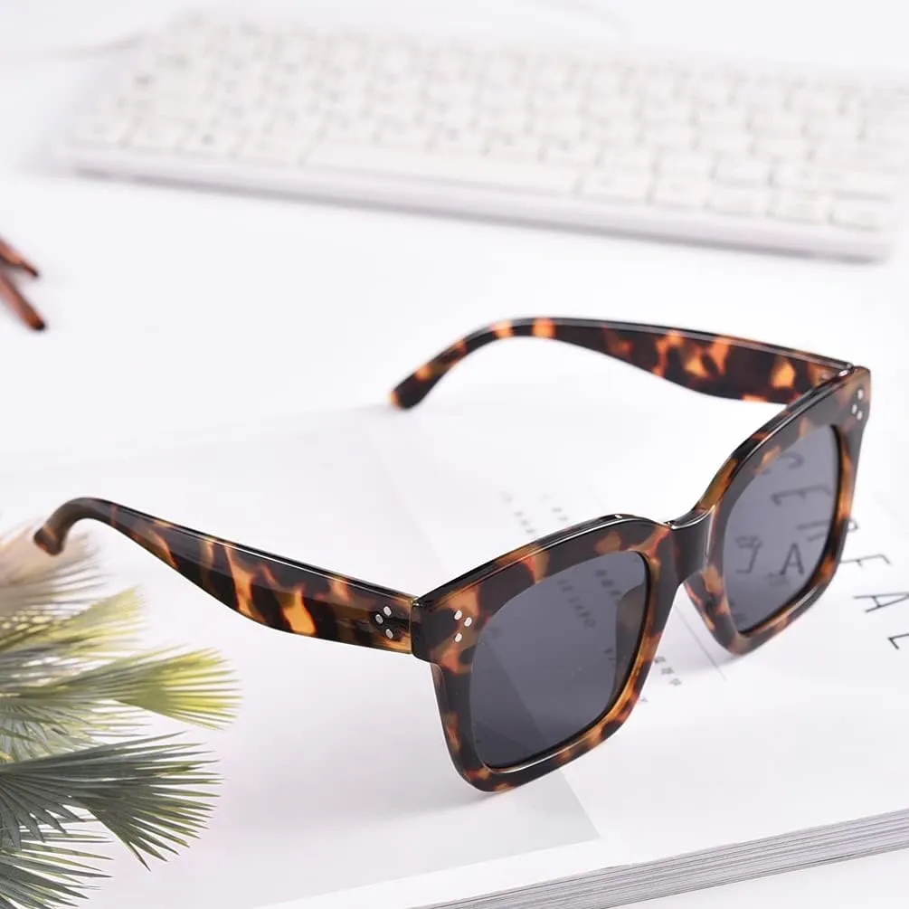 Vintage Women Oversized Sunglasses Designer Luxury Square Sun Glasses UV400 Protection Flat Lens