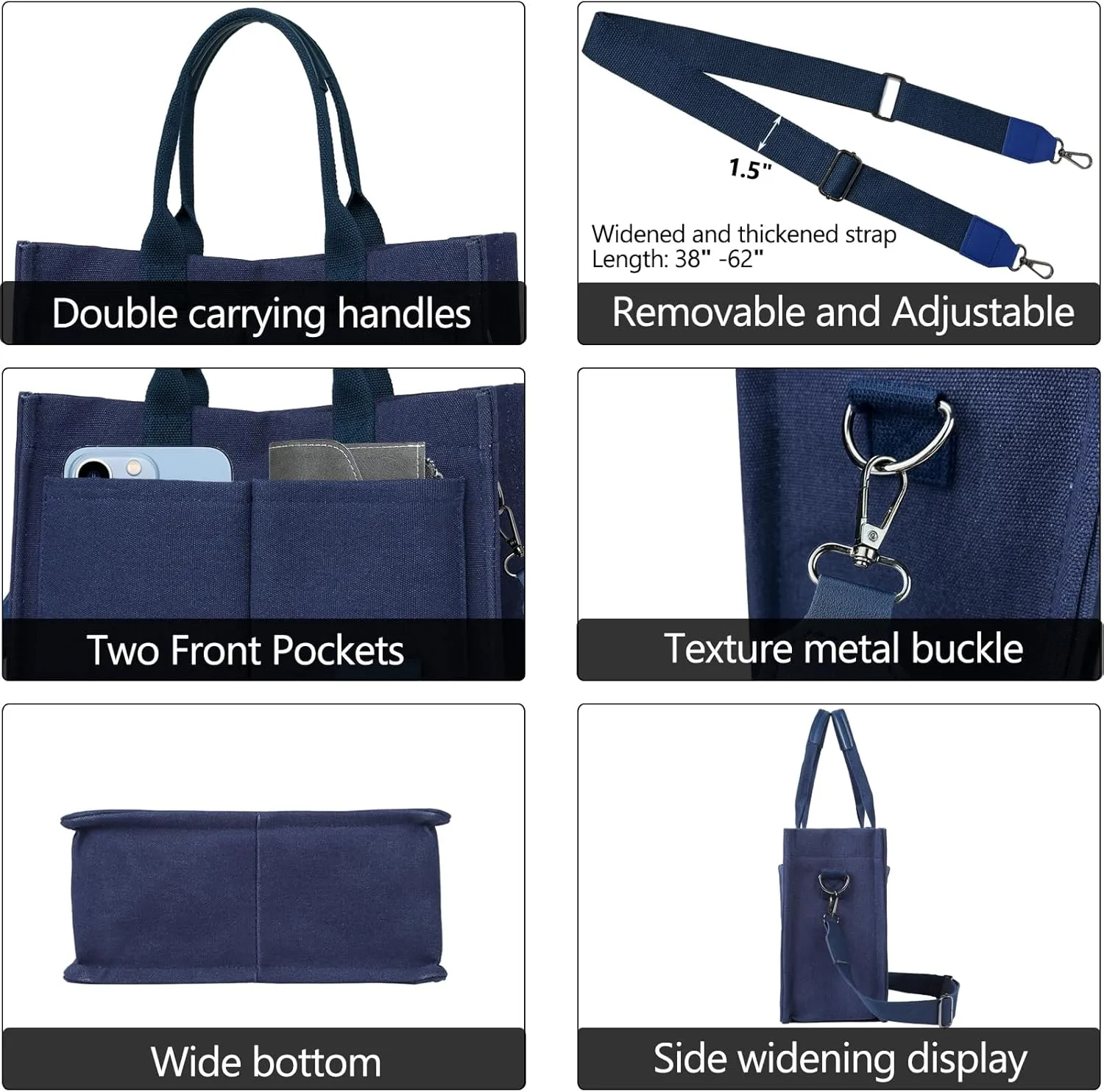 VODIU Canvas Tote Bag for Women,Laptop Bag Work Tote Bag Women Crossbody Purse Handbag Shoulder Travel Messenger Gym Tote