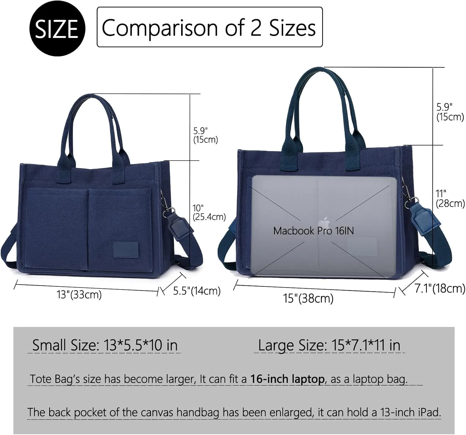 VODIU Canvas Tote Bag for Women,Laptop Bag Work Tote Bag Women Crossbody Purse Handbag Shoulder Travel Messenger Gym Tote